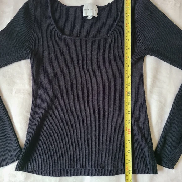 Black Ribbed Women's Sweater - Picture 2 of 6